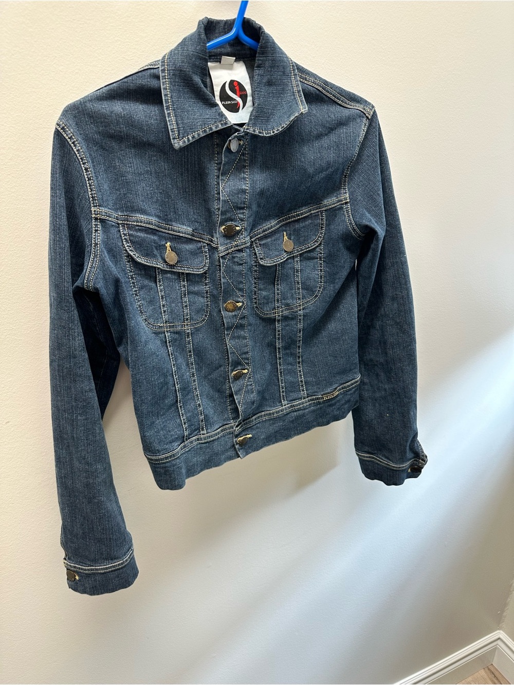 Plein Sud Dark Blue Denim Jacket EU Size 42 (US Size 10/Medium)